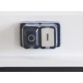 Low voltage start (white) and stop (black) button