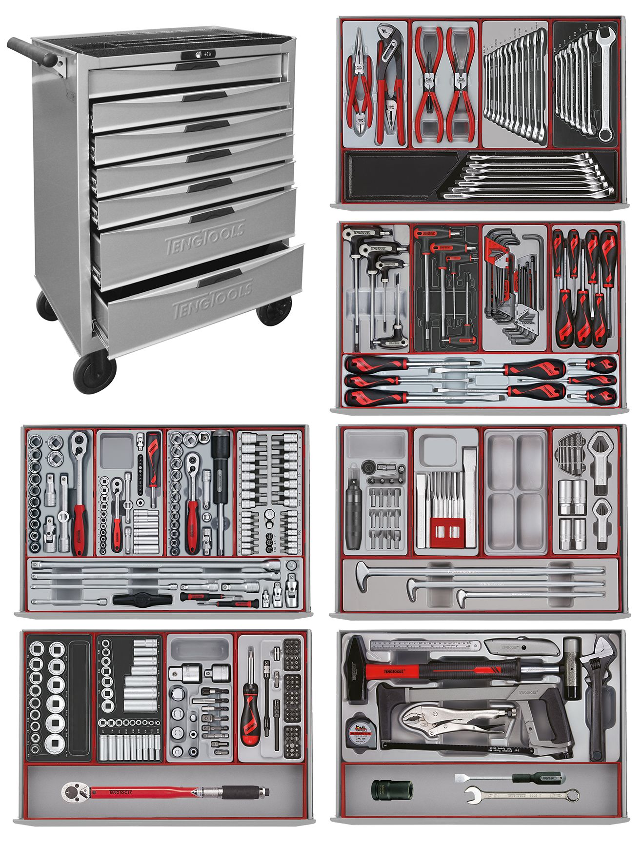 Servante d'atelier complète 16 tiroirs - 447 outils à main